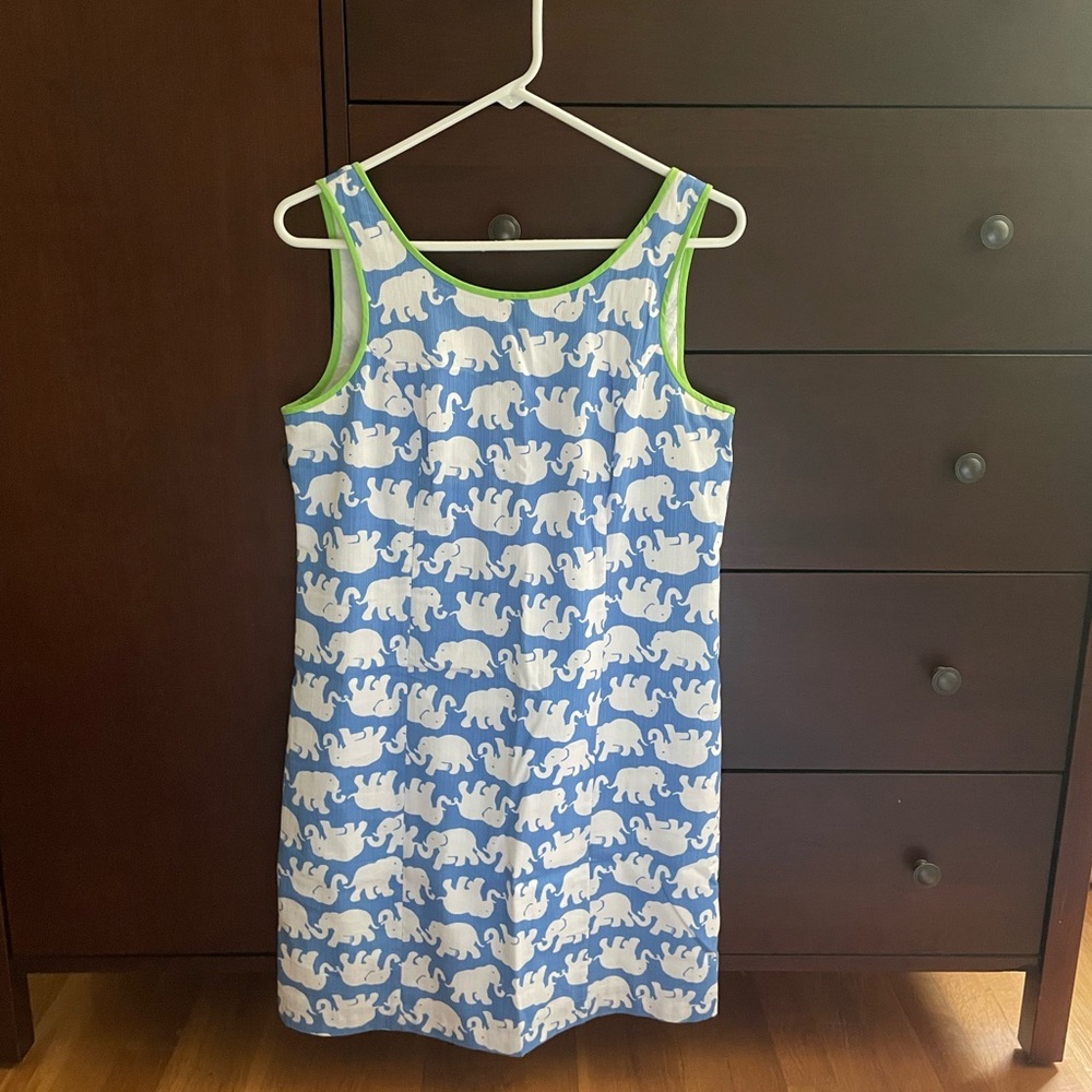 Lilly Pulitzer Cathy Shift Dress in Bay Blue and White Tusk Design Sz 8